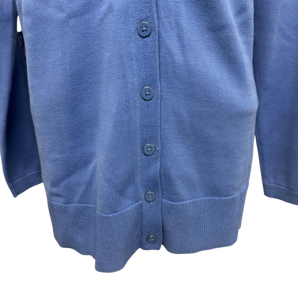 Talbots Womens Blue V-Neck Button Front Cotton Rayon Knit Cardigan Sweater Small - Picture 5 of 12
